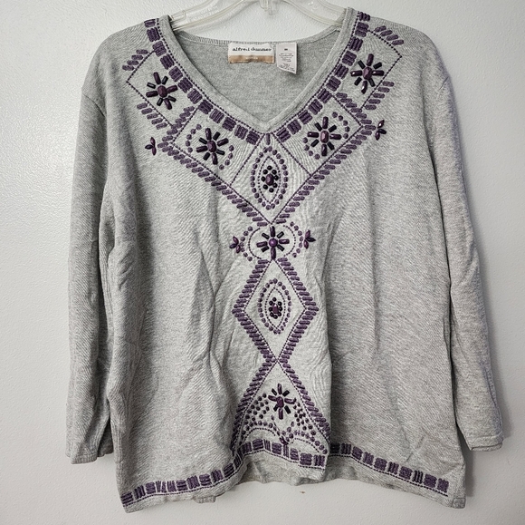 Alfred Dunner Beaded Embroidered Top 2X Purple - Picture 1 of 8